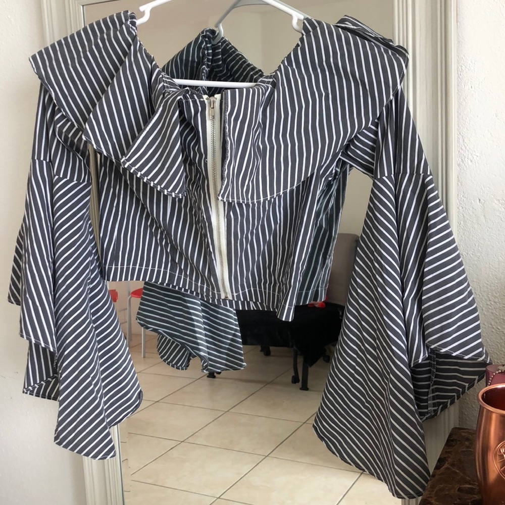 Crop top S stripes Gray White